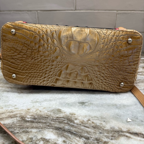 Brahmin Croc-Embossed Dome Satchel - Navy, Beige, Tan & Red Matching Wallet - Picture 10 of 16